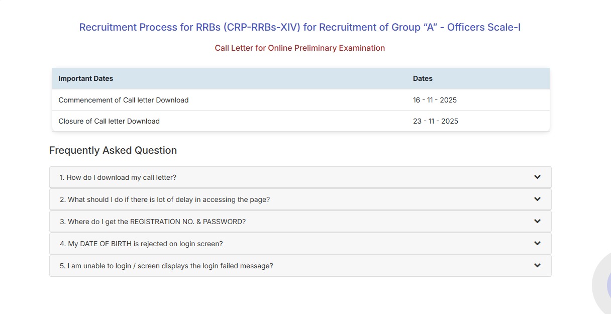 (IBPS RRB Exam 2025 Officer Scale 1)